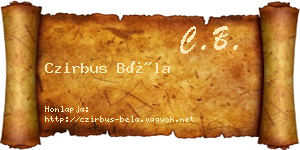 Czirbus Béla névjegykártya